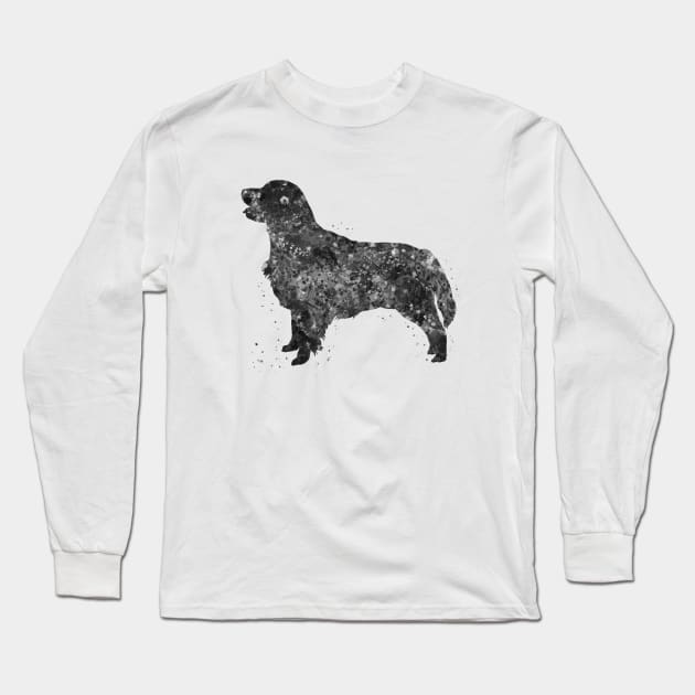 Golden Retriever dog black and white Long Sleeve T-Shirt by Yahya Art